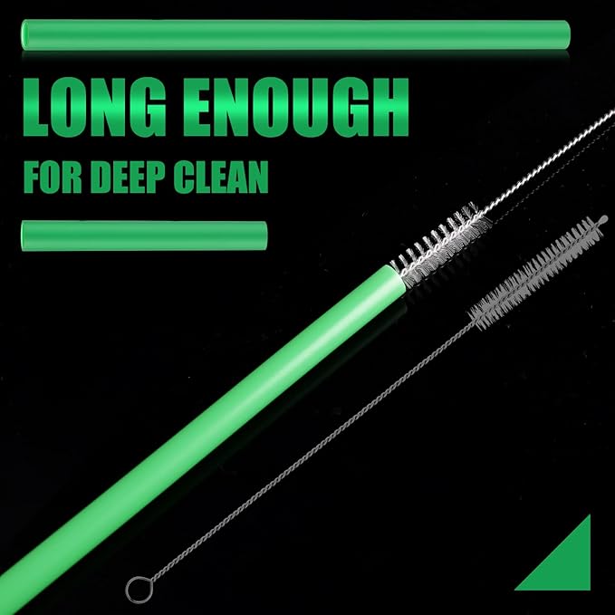 6pcs Replacement Straws for Owala FreeSip 24oz 32oz, Reusable Plastic Straws with Cleaning Brush for Owala Insulated Water Bottle 24 oz 32 oz and Flip 25 oz, Tumbler Accessories (Green)