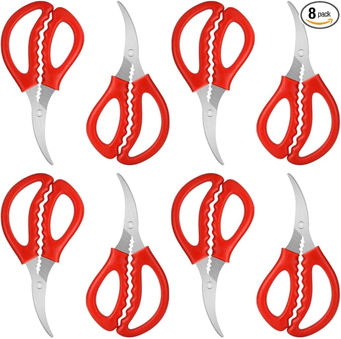 Calary 8Pcs Seafood Scissors Crab Scissors Seafood Shears Multifunctional Crab Leg Crackers and Tools