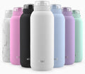 Ello Cooper 18oz Kids Stainless Steel Water Bottle with Straw and Carry Handle, Double Walled and Vacuum Insulated Metal, Leak Proof Locking Lid with Soft Silicone Spout, Reusable, BPA Free, White