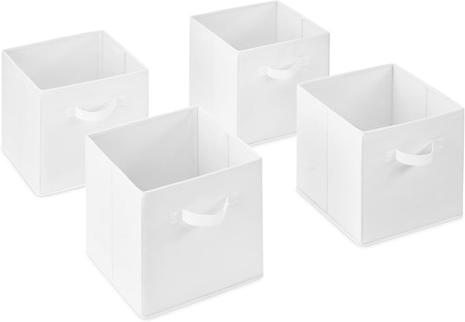 Whitmor Collapsible Cubes - 10.5 x 10.5 x 11 inches - White - Set of 4 (Pack of 2)