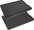 Cast Iron Griddle for Gas Grill, 16" x 24" Reversible Pre-Seasoned Large Flat Top Griddle Plate for Camp Chef etc., Stovetop/Electric/Propane/Charcoal, Outdoor Cooking Oblong Grilling Pan for Camping