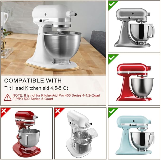 Compatible with Kitchen aid 4.5-5 Qt Bamboo Mixer Slider - Appliance Slider for Tilt Head Kitchen aid Stand Mixer Artisan, Countertop Storage Mover Sliding Tray Accessories Attachments