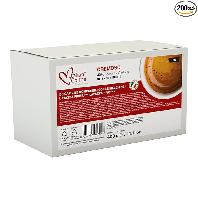 Italian Coffee capsules compatible with RIVO® machines (Cremoso, 200)