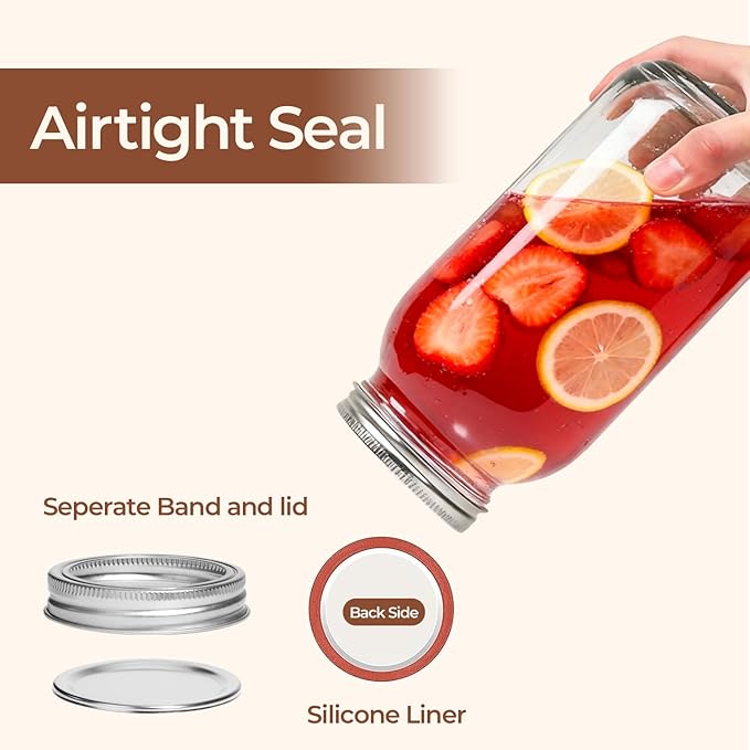 ComSaf Large Mason Jars 64oz Half Gallon 3 Pack, Wide Mouth Mason Jars with Lids and Seal Bands, Glass Canning Jars for Pickling, Jam, Jelly, Salad, Desert, Shower Wedding Favors