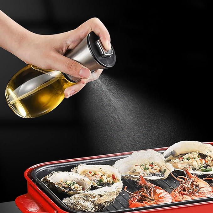 Olive Oil Sprayer Mister for Cooking Oil Spritzer for Air Fryer,Oil Spray Bottle for Vinegar Kitchen Gadgets for BBQ,Making Salad, Baking, Grilling (200ml)