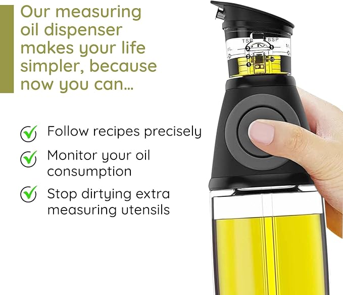 Belwares Olive Oil Dispenser Bottle with Pump - Oil Dispenser for Kitchen, Glass Oil and Vinegar Dispenser Set, Measured Cruet for Cooking - Ideal Oil Bottles for Kitchen Gadgets & Gifts, 2 Pack