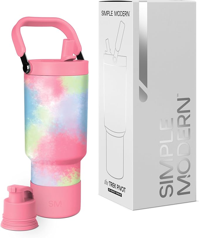 Simple Modern Trek Pivot | 30oz Flip Straw Tumbler with Handle | Water Bottle & Boot | Interchangeable Straw & Chug Lids | Insulated Stainless Steel Jug | Gym Sports Outdoors | Kaleidoscope