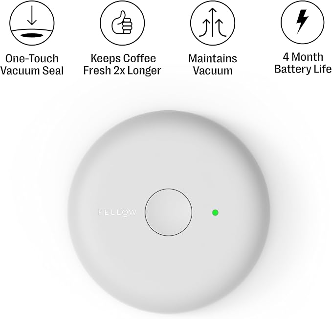 Fellow Atmos Electric Vacuum Canister & Storage Container - Airtight Coffee & Food Storage Containers - Coffee Containers - (Matte White, 0.7 Liter)