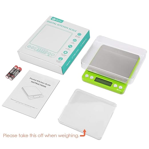 AMIR Digital Kitchen Scale, 500g-0.01g Mini Pocket Jewelry Scale, Cooking Food Scale with Backlit LCD Display, 2 Trays, 6 Units, Auto Off, Tare, Stainless Steel (Battery Included)