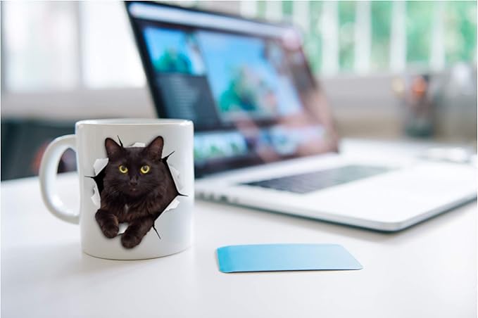 Winston & Bear Black Cat Coffee Mug - Funny Ceramic Coffee Mug Gift for Cat Lovers - Cute Novelty Cup for Men and Women (15oz)