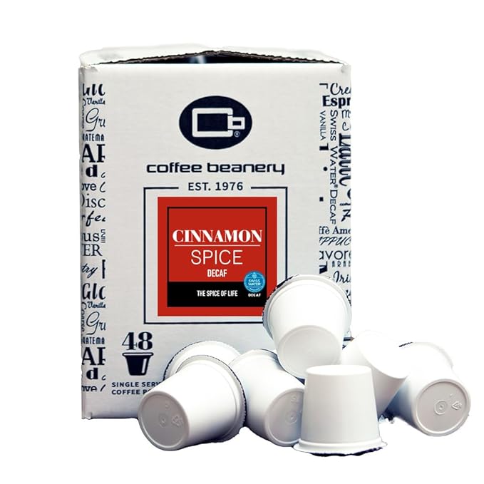 Cinnamon Spice Decaf Coffee Pods by Coffee Beanery | 192ct Bulk Flavored Decaf Coffee Pods Medium Roast Coffee