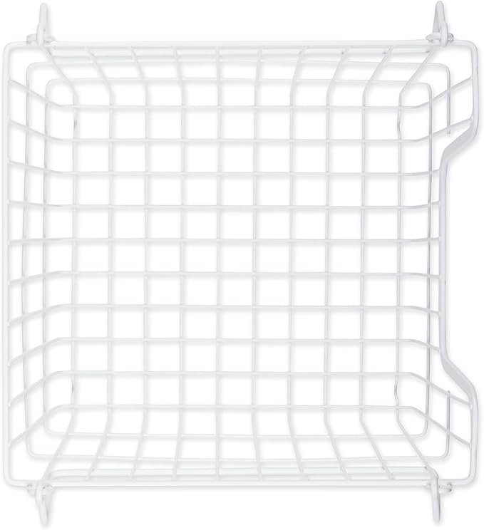 DII Metal Wire Mesh Stackable Utility Storage Bin, Medium, 11x11x8", White