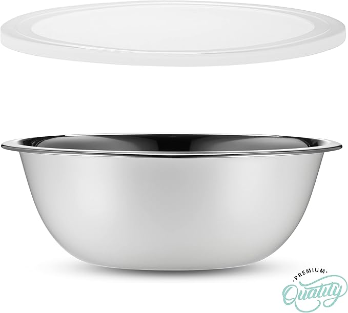 WHYSKO Stainless Steel Mixing Bowl Set, 10 Piece Stainless Steel Mixing Bowls with Lids Set for Food Prep Storage and Serving, Dishwasher Safe for Kitchen Baking Cooking, White