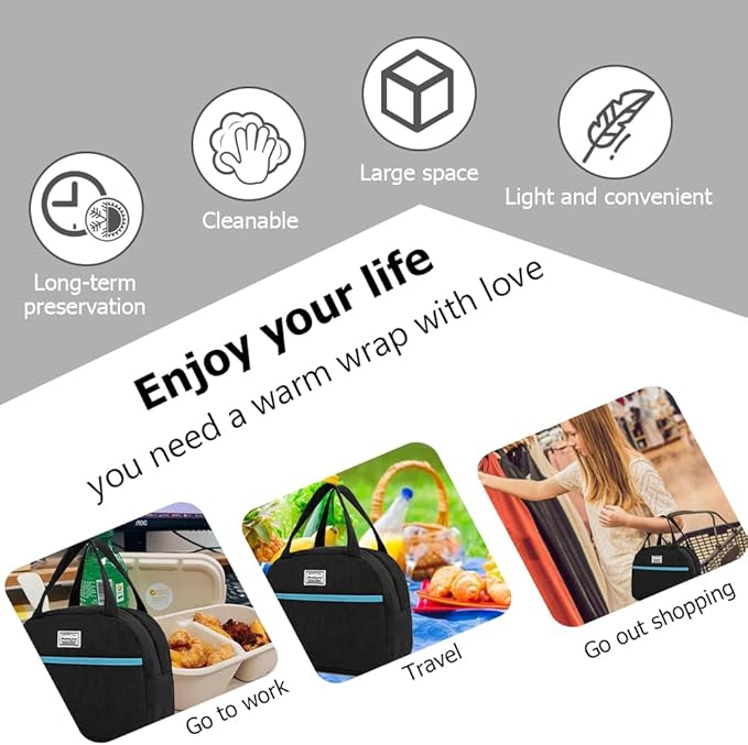 lunch bag women & men,Insulated Cooler Lunch Box Adult Water Resistant Lunch tote bag Shoulder strap not included