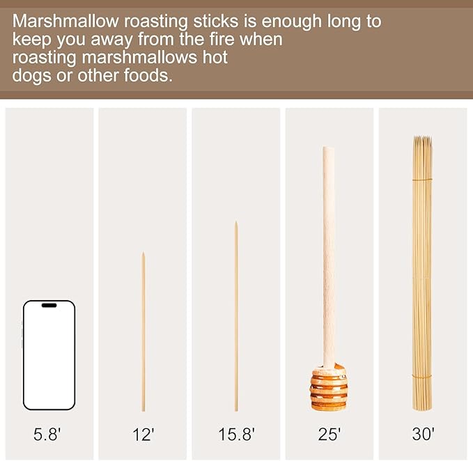 150PCS Marshmallow Roasting Sticks,30 Inch Marshmallow Sticks for Fire Pit 5mm Thick Bamboo Skewers for Smores Roaster Barbecue Grilling Campfire Kebab