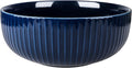 Extra Large Salad Bowl, 2800ml Ceramic Fruit Bowl, Stylish Navy Blue Round Vertical Stripe Soup Bowl, Serving Bowl for Salad, Fruit, Noodle, Soup(23.5x8.8cm, 95oz)