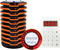 Restaurant Pager System, Long Range Social Distancing Pagers for Restaurants,10 Coaster Beepers with Vibration Flashing Buzzer, Queue Wireless Calling System for Food Truck Church Nursery Coffee Shop