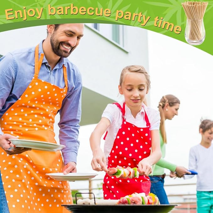 300 Pcs 10 inch Natural Bamboo Skewers, Φ=4mm, PEOUWNES Food Sticks for Appetiser, BBQ, Fruit，Cocktail, Grilling Kebabs, Bouquet, Chocolate Fountain, Corn Dog, Kitchen, Barbecue, Crafting and Party