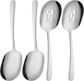 304 Stainless Steel Flatware Serving Utensils - Includes 2 Spoons and 2 Slotted Spoons, Dishwasher Safe