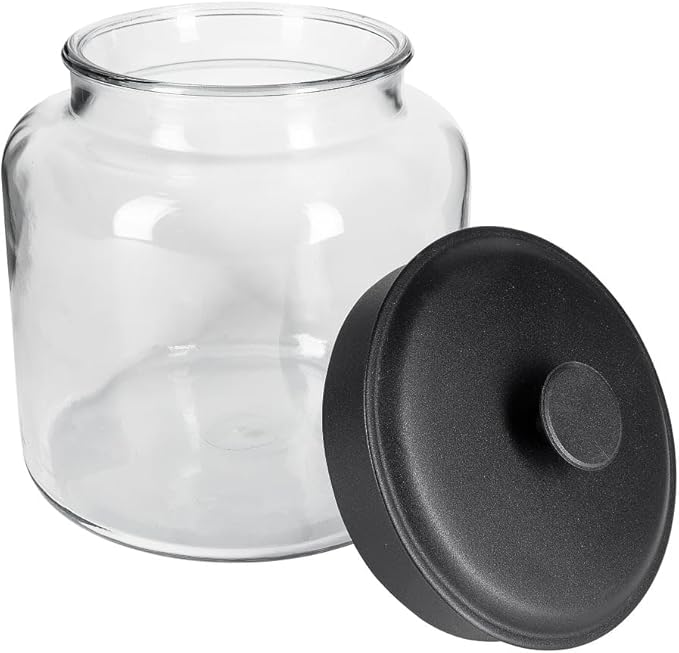 Anchor Hocking Montana 1.5 Gallon Glass Jar with Lid, Black Metal Lid