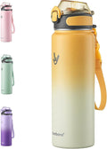 Enerbone 24 oz Insulated Water Bottle, Stainless Steel Bottle with Carrying Strap, Double-Wall Vacuum Insulation Design, Leakproof Sports Bottle with Straw, Keep Drinks Cold or Hot for Hours