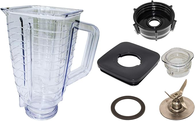 Blendin Replacement 40 Ounce -5 Cup- Square Top Plastic Blender Jar Set, Blender Cup Compatible with Oster and Osterizer Blenders, Complete Replacement Part Refresh Kit