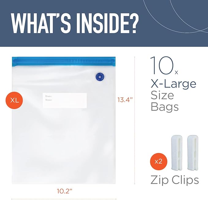 Reusable Sous Vide Bags – 20 BPA-Free Quart and Gallon Size – Freezer Safe Vacuum Sealer Food Storage – Compatible with Joule, Anova, and All Sous Vide Machines