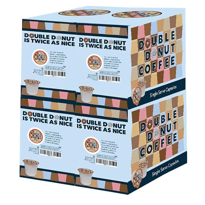 Double Donut Coffee Flavored Coffee Pods, Vanilla Bean Single Serve Coffee For Keurig K Cups Machines, Medium Roast Vanilla in Recyclable Pods, Hot or Iced, 96 Count Value Pack