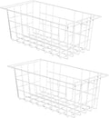 Slideep Chest Freezer Organizer Bins 16.5 Inch, Deep Upright Freezer Baskets Metal Wire Storage Container for Kitchen, White, Set of 2