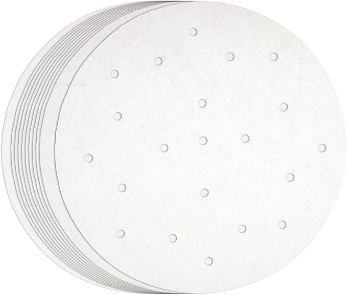 Juvale Air Fryer Liners Disposable - 8-Inch White, 100 Pack - Air Fryer Parchment Paper Liners & Sheets for Basket & Oven - Nonstick Steamer Paper & Accessories - Heat-Resistant to 428°F