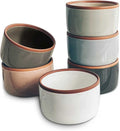Mora 6oz Ceramic Ramekins, Set of 6 - Oven Safe Baking Dishes for Pudding, Creme Brulee, Souffle, Dip, Custard, Ice Cream
