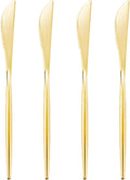 I00000 90 Pcs Gold Plastic Knives,Plastic Silverware, Gold Disposable Utensils, Heavy Duty Disposable Knives Dinnerware Perfect for Parties, Wedding & Dinners