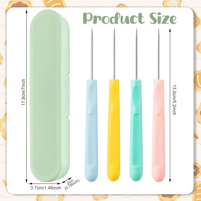 4Pcs 5.2 Inches Sugar Stir Needle, Cookie Scribe Needles Cake Decorating Needle Tool Cookie Decoration Supplies for Baking Lovers（Green