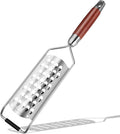 KULUNER Professional-Grade Lemon Zester with Ultra-Coarse Blades, Heavy-Duty Cheese/Vegetable Grater, Solid Wood Handle Design - Rust-Resistant Durable, Essential Kitchen Tool (B1)