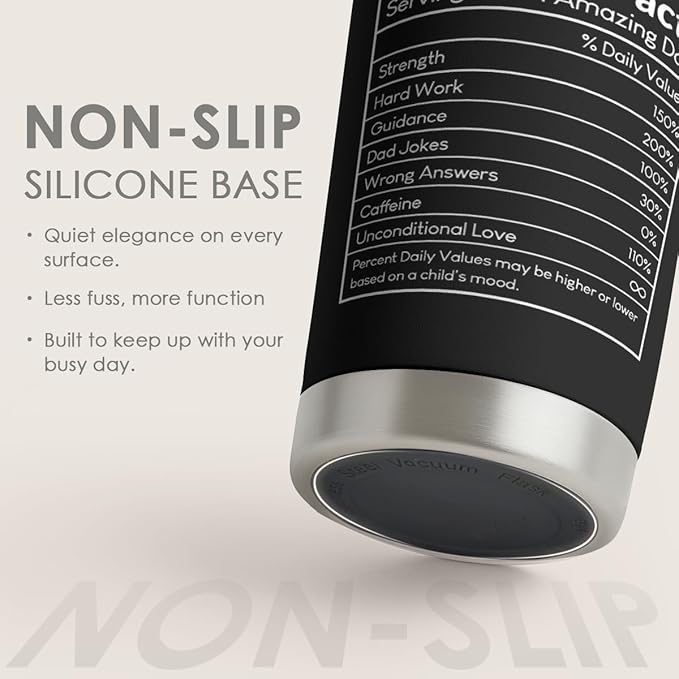SANDJEST Tumbler Gifts for Dad from Daughter, Son - Dad Nutrition Facts 20oz Stainless Steel Insulated Coffee Travel Mug Christmas, Birthday, Father's Day Gift