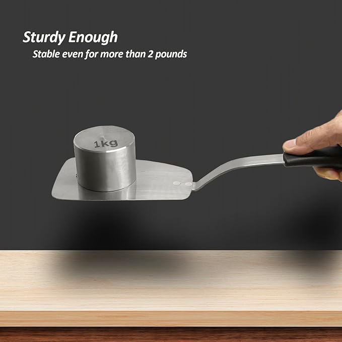 Stainless Steel Flexible Spatula Solid Turner, XiaoZu Thin Metal Spatula for Cast Iron Skillet, Thin Blade and Heat Resistant Silicone Handle, Great for Egg, Cookie, Meat, Crep, Large