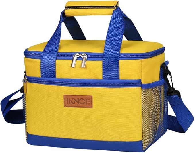iknoe Insulated Lunch Bag, Foldable 8.5L Cooler Bag for Men & Women, Leakproof Thermal Design, Great for Office, Picnic, Travel, Lunch Box, Yellow