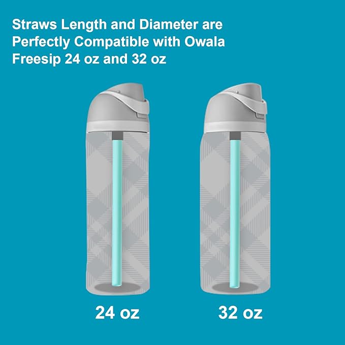 Replacement Straws Compatible with Owala Water Bottle Freepsip 24 Oz - Replacement Parts For Owala Cup 32 Oz -Accessories Set Include 6 BPA-FREE Straws and 1 Cleaning Brush