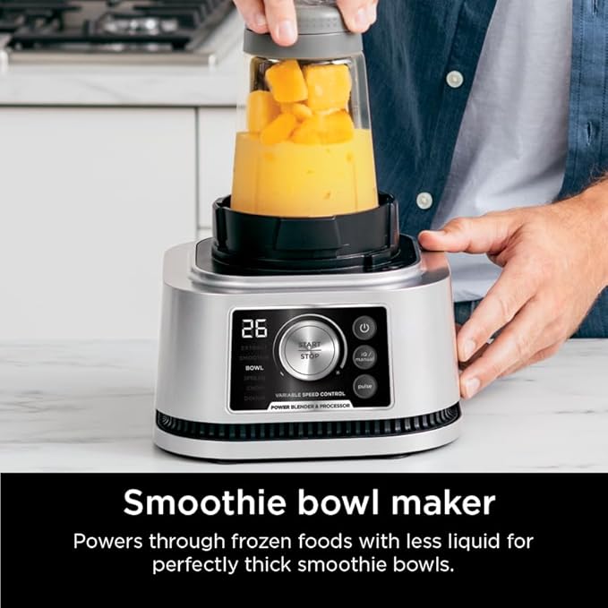 Ninja Blender For Kitchen | Food Processor Combo System | Smoothie Maker & Nutrient Extractor | 6 Functions for Bowls, Spreads, Dough, Shakes | 72-oz. Pitcher & To-Go Cups | Silver | SS351
