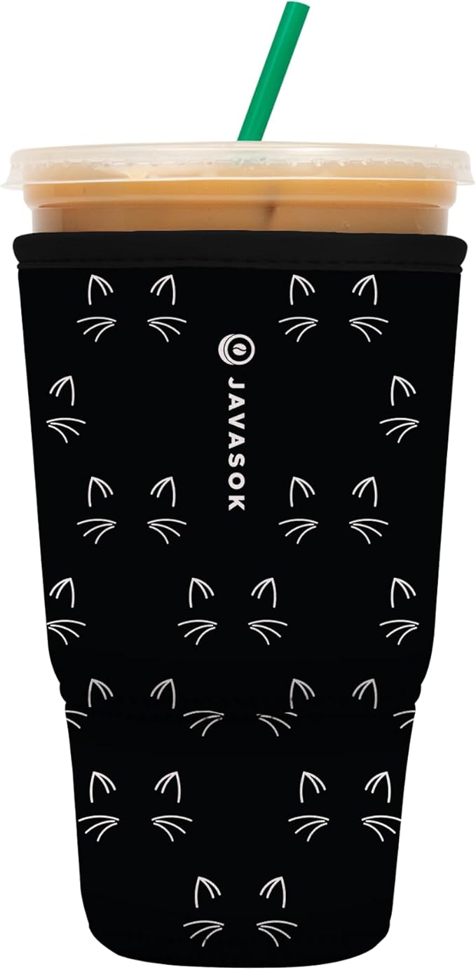 Sok It JavaSok Iced Coffee & Cold Soda Insulated Neoprene Cup Sleeve (Mystical Meows, XLarge: 38-42oz)