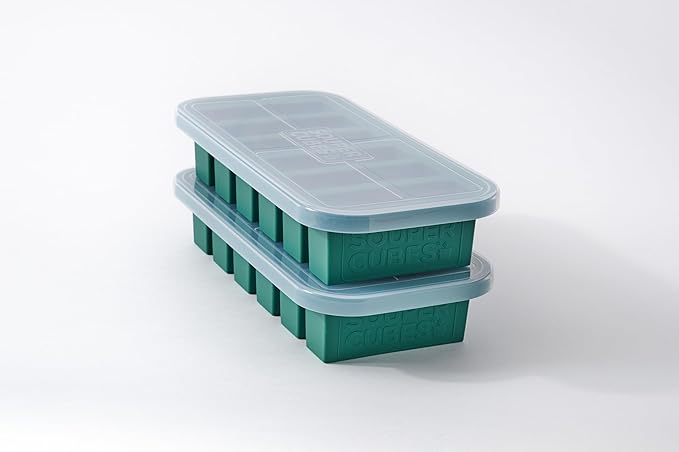 Souper Cubes 1/2 Cup Silicone Freezer Molds, Perfect for Storing Soups, Sauces, Juices, Desserts, Smoothie Prep and More, Freezer Portion Molds for Meal Prepping - Kale - 2-Pack