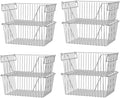 Slideep 14" Large Stackable Storage Baskets, Cabinet Organizer Sturdy Metal Wire Pantry Freezer Bin for Pantry Home Bathroom Kitchen Organization - Set of 8
