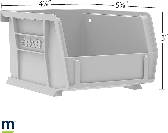 Akro-Mils 30210 AkroBins Plastic Storage Bins, Space-Saving Stackable Bins for Garage, Pantry, Craft Organization, 5" x 4" x 3", Blue,(Pack of 24)