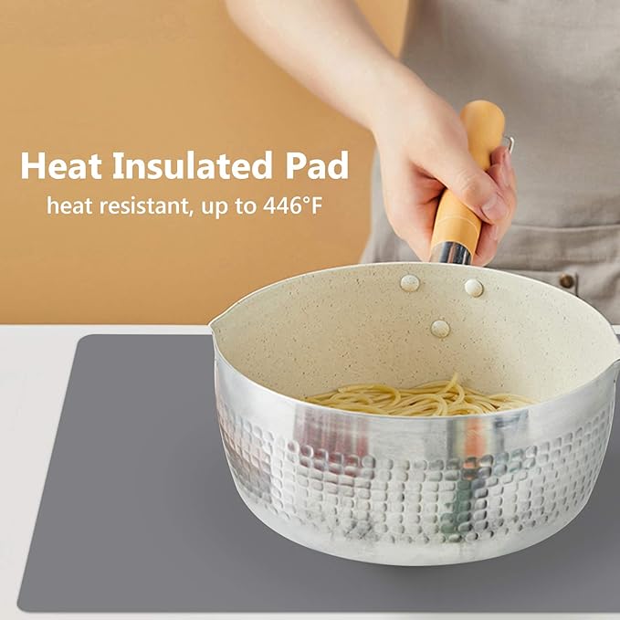 Gartful 25“x17”x0.03“ Silicone Mats for Kitchen Counter, Large Silicone Countertop Protector, Nonskid Heat Resistant Desk Saver Pad, Multipurpose Mat, Placemat, Dark Gray