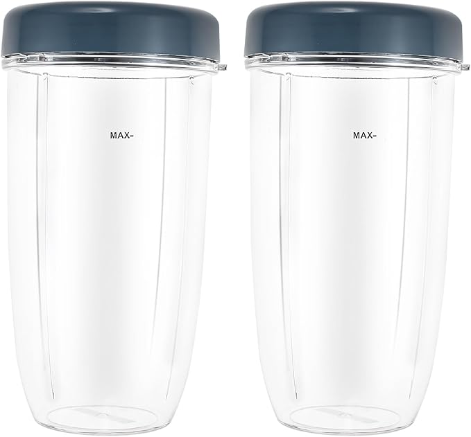 2 Pack Blender 32OZ Cup with Lid, Compatible with Nutribullet 600W 900W Blender Juicer Accessory