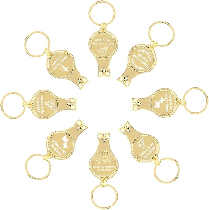 100pcs Personalized 4 in 1 Multi Function Bottle Opener, Nail Clipper, Wedding Favors Brewery, Private Customized, Gold, Multitool Gifts for Men