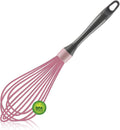 Pink whisk, Dishwasher Safe Wisk, Professional Whisks For Cooking Non-Scratch, Stainless Steel & Silicone Wisk, Plastic Rubber Whisk Tool For Nonstick Cookware Pans, Heat Resistant Whisk 12-Inch