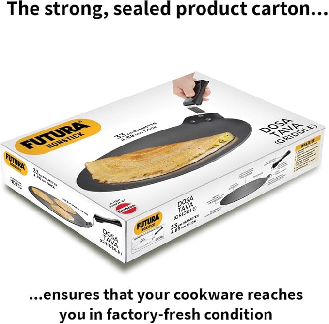 Hawkins Futura Nonstick Dosa Tava, Diameter 33 cm (13 inch), Thickness 4.88 mm (Black) NDT33