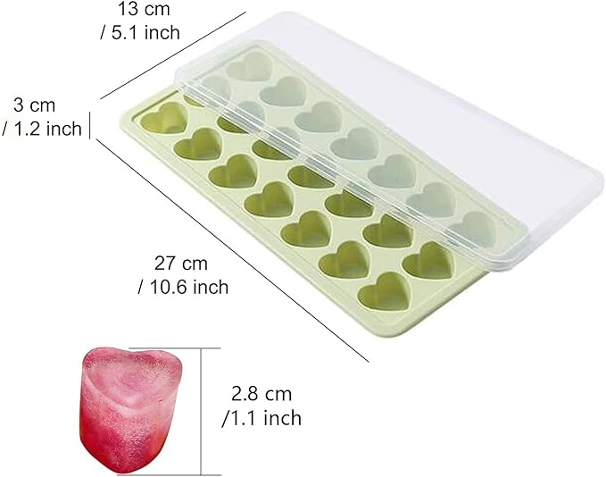 Silicone Heart Shaped Ice Cube Tray with Lid,21 Holes Small Heart Ice Cube Tray Ice mold,Mini Silicone Ice Tray,Easy to Remove,Easy to Clean,BPA Free