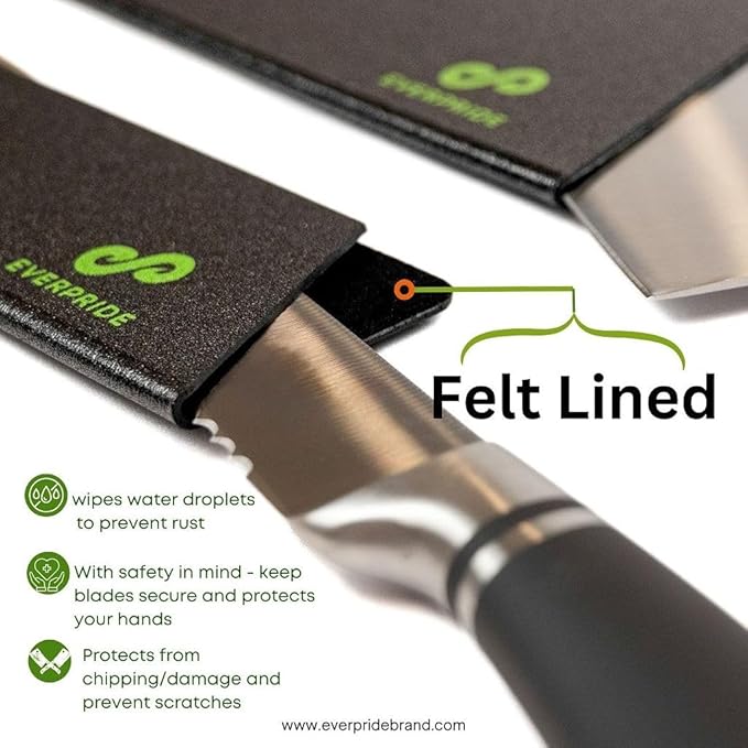 EVERPRIDE 6 & 8 Inch plus a Meat Cleaver Chef Knife Guard Set (3-Piece Set) Universal Blade Edge Cover and Knife Sheaths for Chef and Kitchen Knives Durable BPA-Free Felt Lined Sturdy ABS Plastic